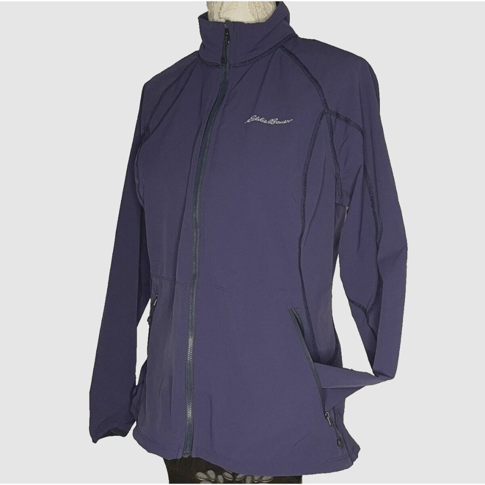 Eddie Bauer Womens sz L Outdoor First Ascent Full Zip Windbreaker Jacket Purple